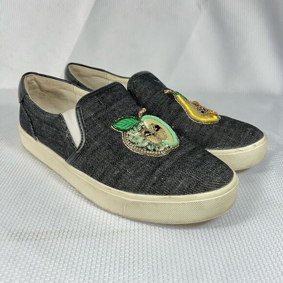 SAM EDELMAN Evelina Pear Apple Jeweled Embroidered Sneaker Women 9 - Picture 1 of 14